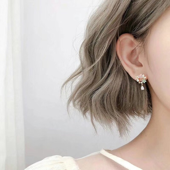 Floral Sterling handmade earrings - Picture 2 of 5